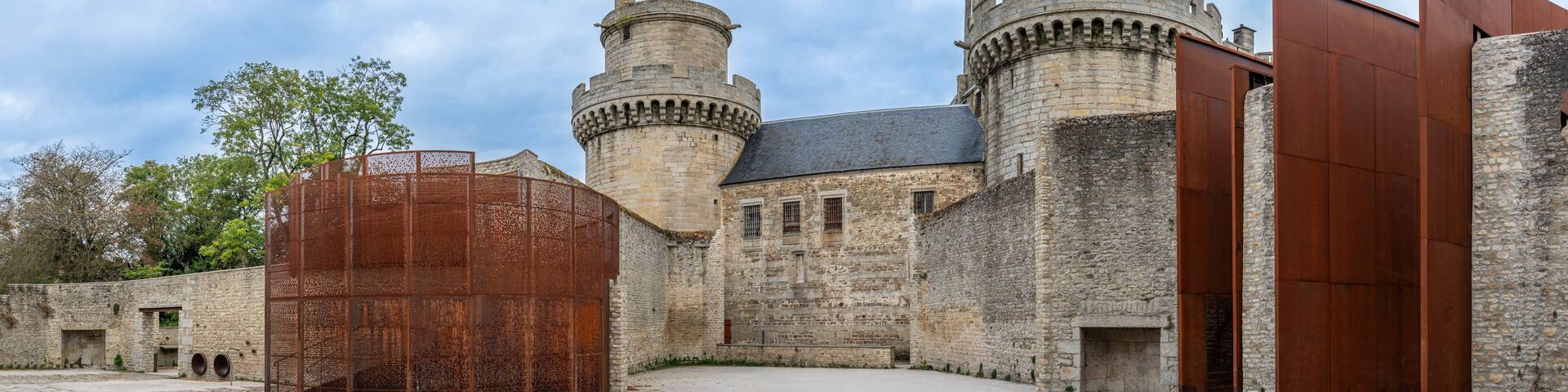 Alençon, France - 10 14 2023: View of the ramparts of the Castle of the Dukes of Alençon.
