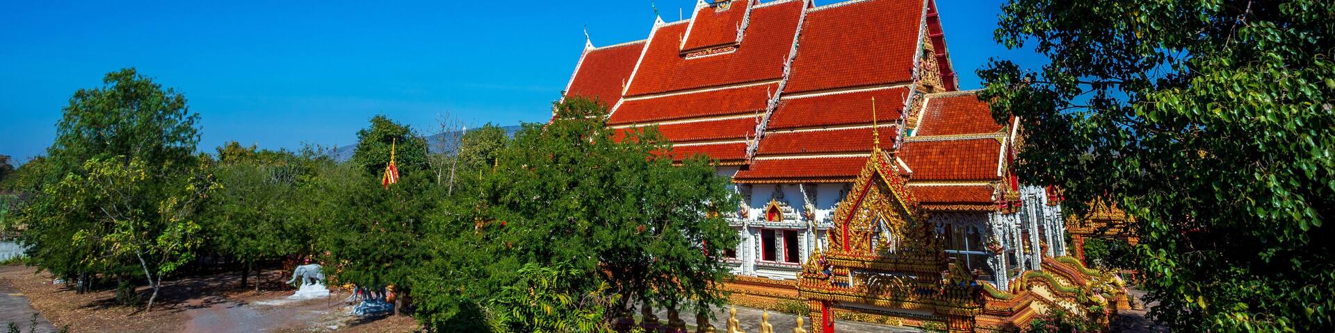 Boonyavas Temple, the red and white small temple in Chum Phae District Khonkaen Thailand