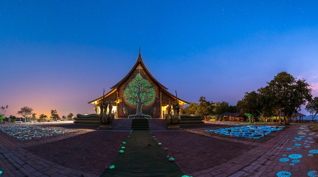 Thai temples at Twilight, Phu Phrao Temple (Wat Sirindhornwararam), Ubon Ratchathani Province, Thailand
