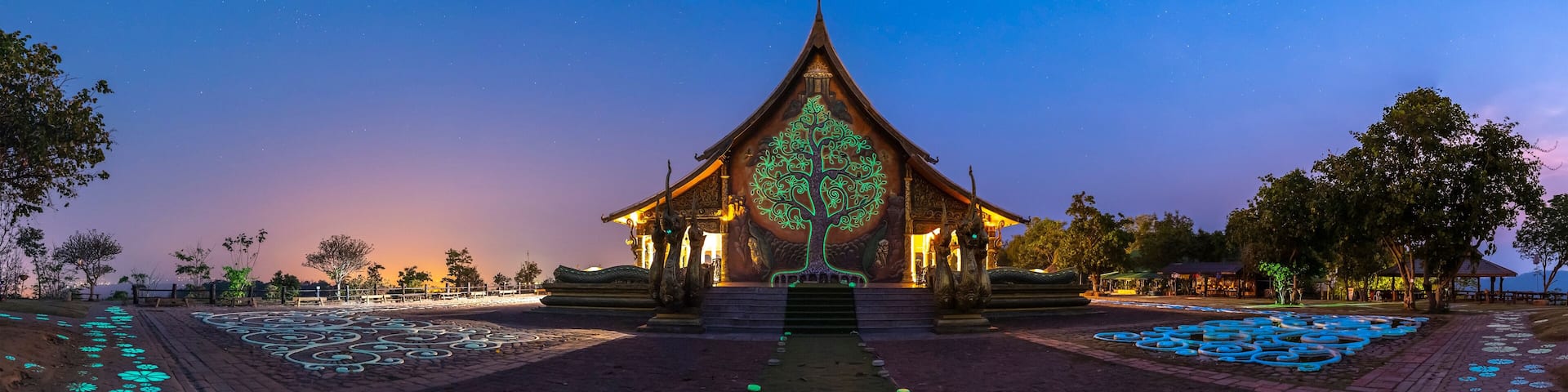 Thai temples at Twilight, Phu Phrao Temple (Wat Sirindhornwararam), Ubon Ratchathani Province, Thailand