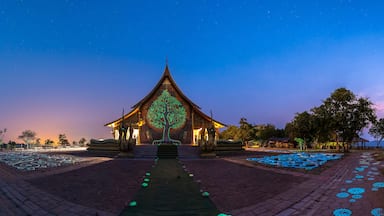 Thai temples at Twilight, Phu Phrao Temple (Wat Sirindhornwararam), Ubon Ratchathani Province, Thailand