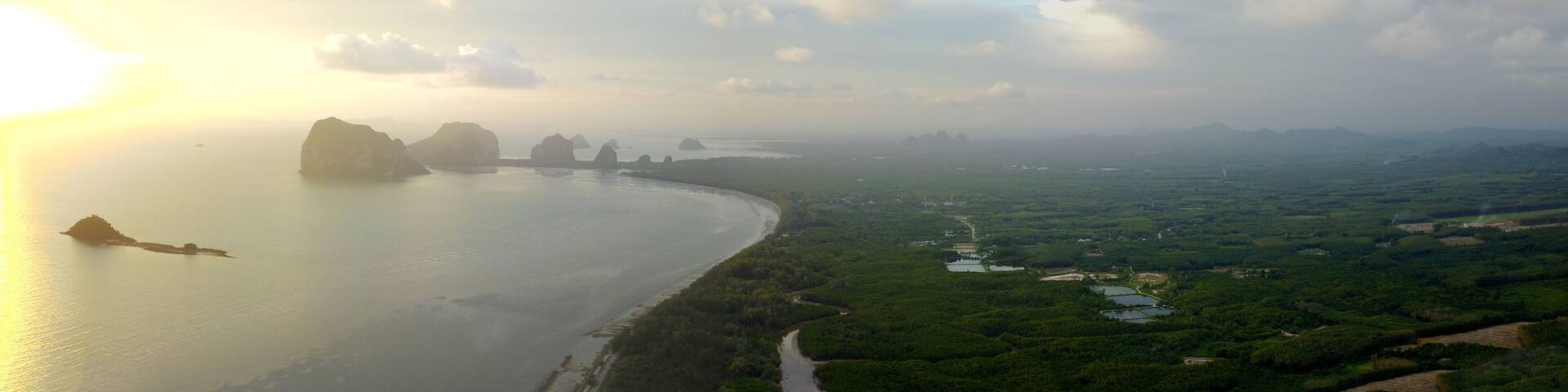 An unspoilt beach of Pak meng, Sikao District, Trang Province, Thailand. A natural beauty of crystal clear sea water, white sandy beach and distant islands located at Southern Thailand