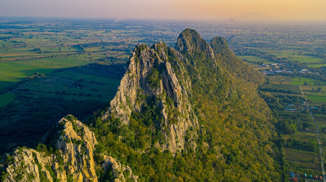 Aerial landscape in Nakhon Sawan, Thailand. Khao Nor, Khao Kaew landmarks, famous tourist attractions of Nakhon Sawan Province Thailand