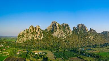 Panorama view of Khao Nor, Khao Kaew landmarks, famous tourist attractions of Nakhon Sawan Province Thailand