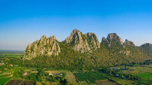 Panorama view of Khao Nor, Khao Kaew landmarks, famous tourist attractions of Nakhon Sawan Province Thailand