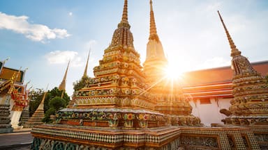 A temple complex with ornate spires and intricate decorations.