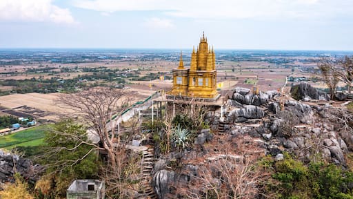 Santi Chedi and the statue of Christ the Redeemer in heaven hills in Pak Tho District, Ratchaburi, Thailand