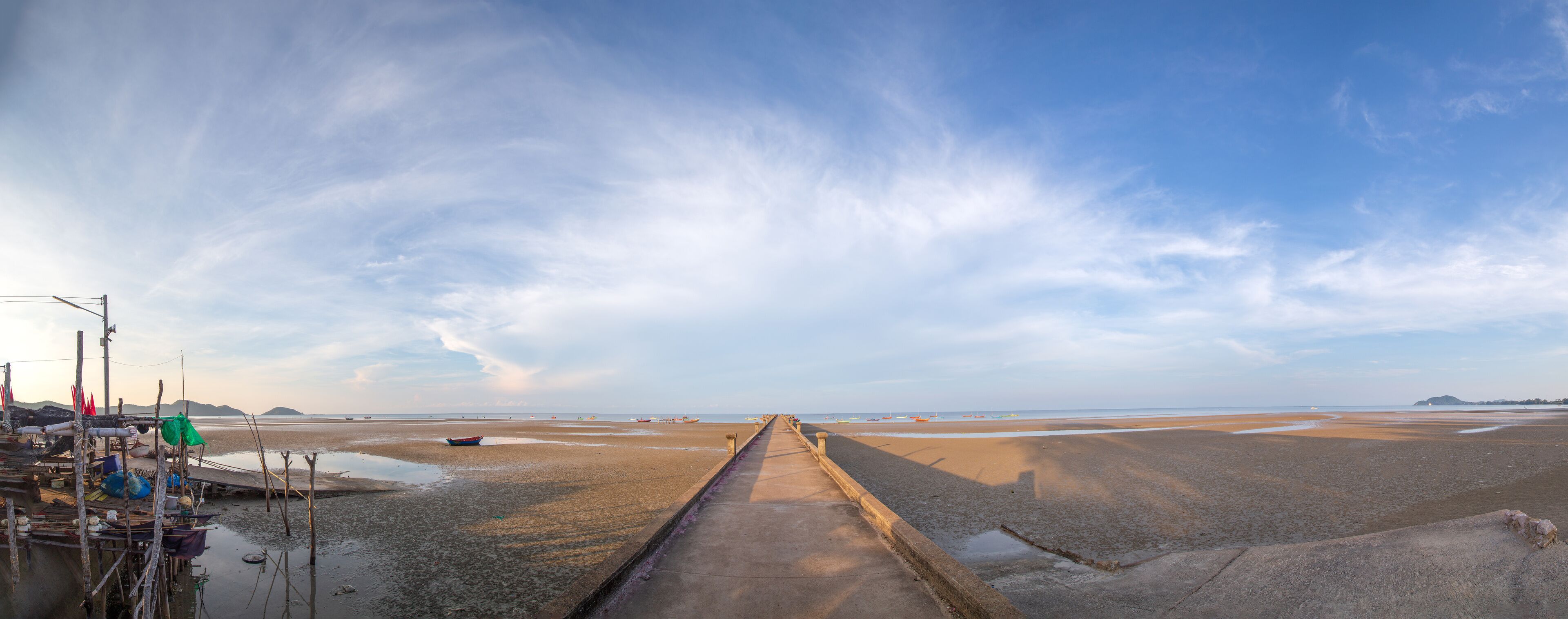 Fishing pier or Boat bridge panorama