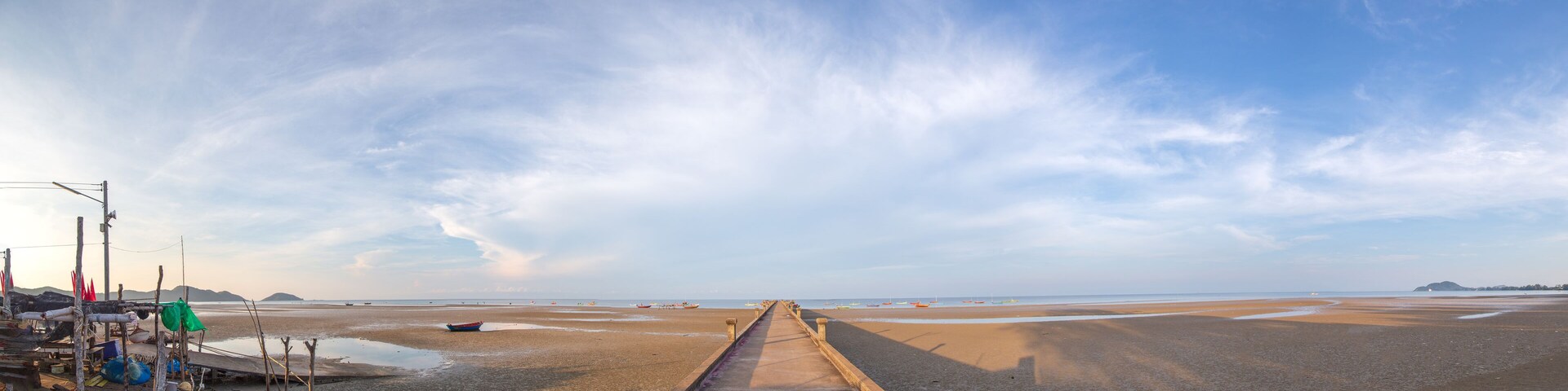 Fishing pier or Boat bridge panorama