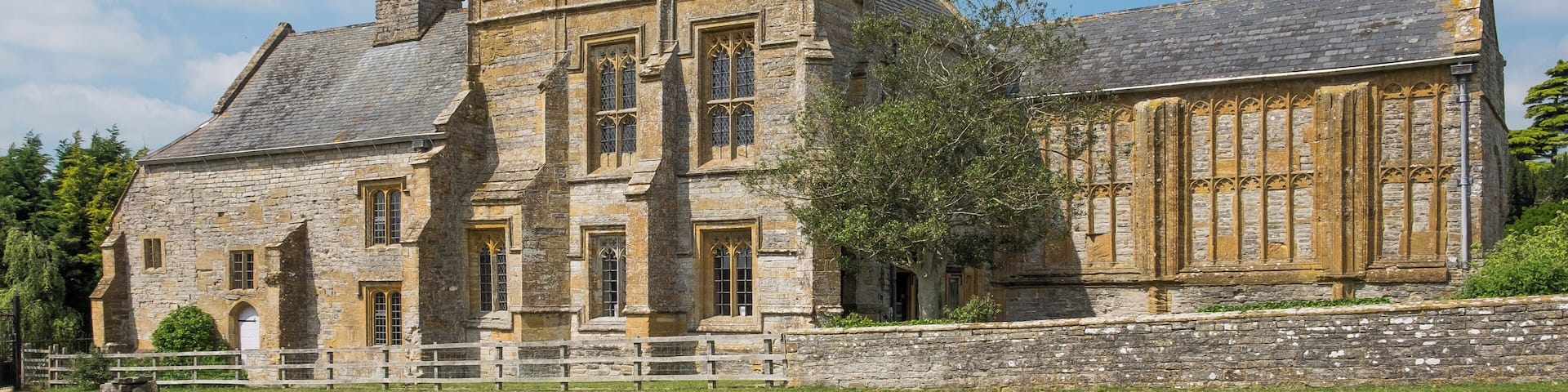 The Abbot's House at Muchelney Abbey, Somerset. The Abbot's house, built in the 14th and 15th century, is a grade 1 listed building in England.