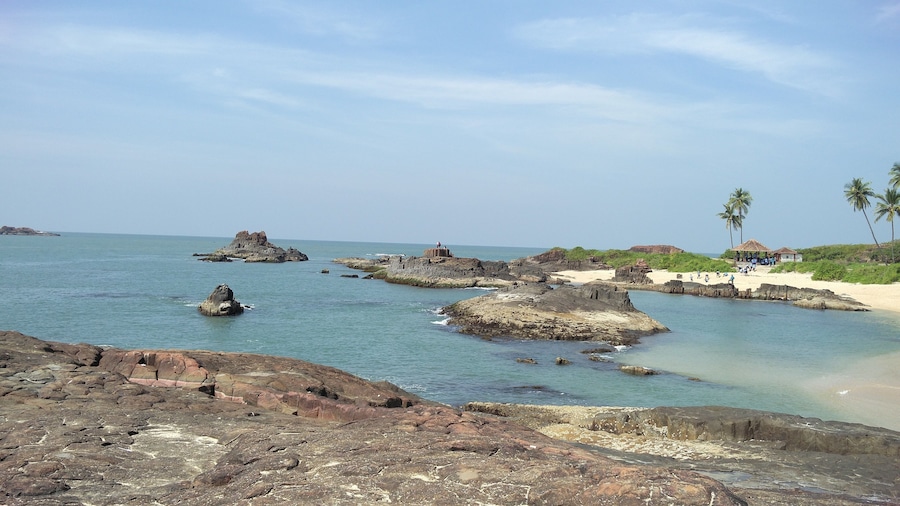 Saint Mary's Island on the west coast of India in the state of Karnataka with volcanic rock patterns