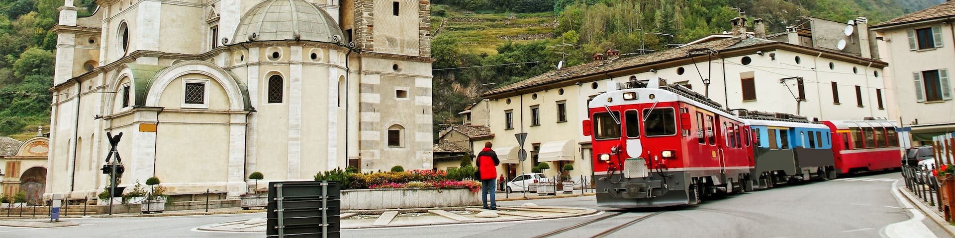 Bernina express on the Tirano street