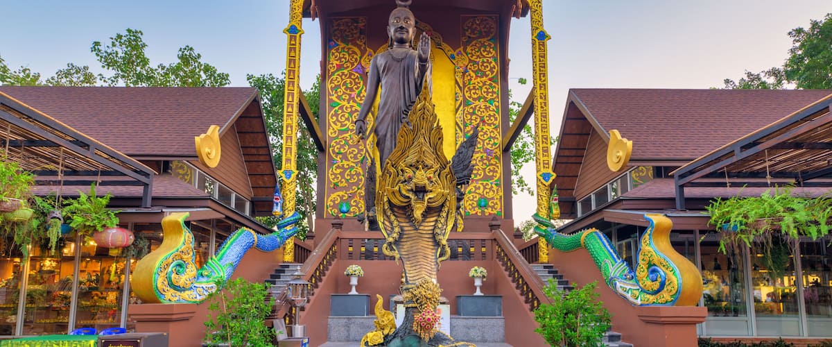 Krathum Baen District, Samut Sakhon, December 8, 2019. Wat Tha Mai. Magnificent Buddhist temple. The new main temple building is a piece of art..
