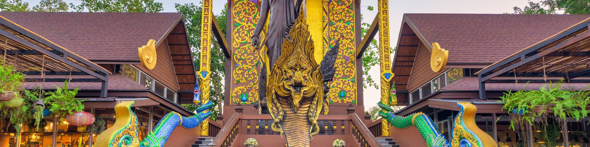 Krathum Baen District, Samut Sakhon, December 8, 2019. Wat Tha Mai. Magnificent Buddhist temple. The new main temple building is a piece of art..