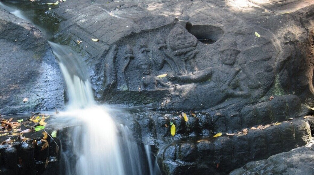 Many carvings along the river.