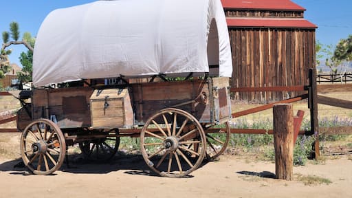 Covered wagon and barn