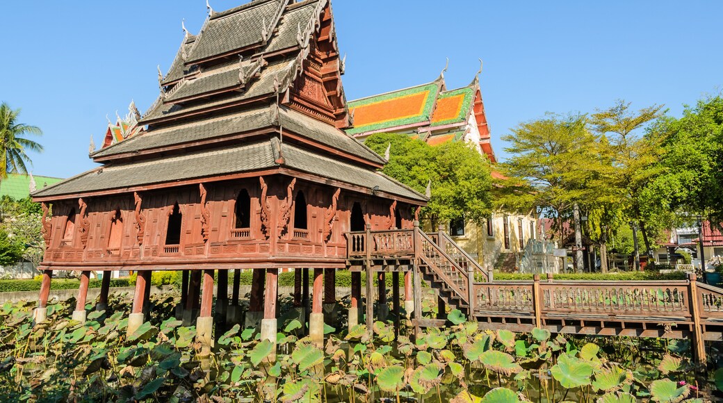 Wooden temple of Wat Thung Si Muang in Ubon Ratchathani,Thailad