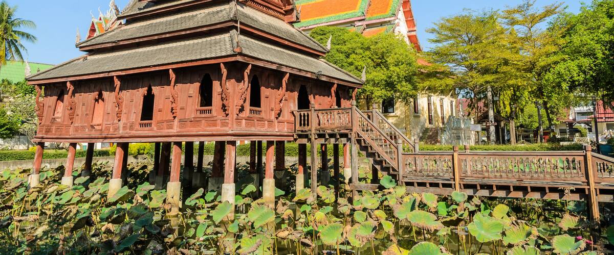 Wooden temple of Wat Thung Si Muang in Ubon Ratchathani,Thailad