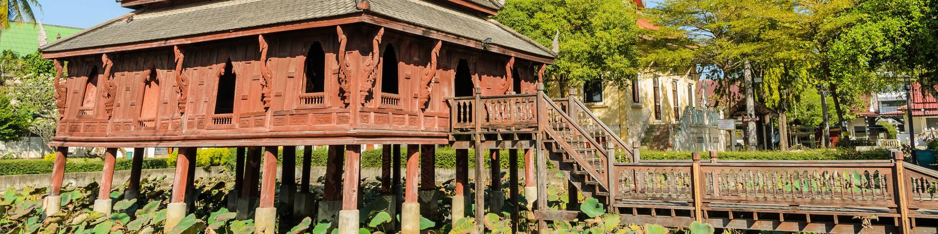 Wooden temple of Wat Thung Si Muang in Ubon Ratchathani,Thailad