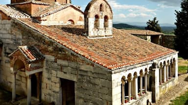 Founded in 588 BC, Apollonia was a significant trading port and cultural centre for about 50,000 people, many of whom settled here from nearby Corfu.
Today the site is still undergoing excavation so there isn't tons and tons to see.
This particular building isn't original to the site but was made from materials found on the site and has been modified many times since its creation as a monastery in the 13th century.