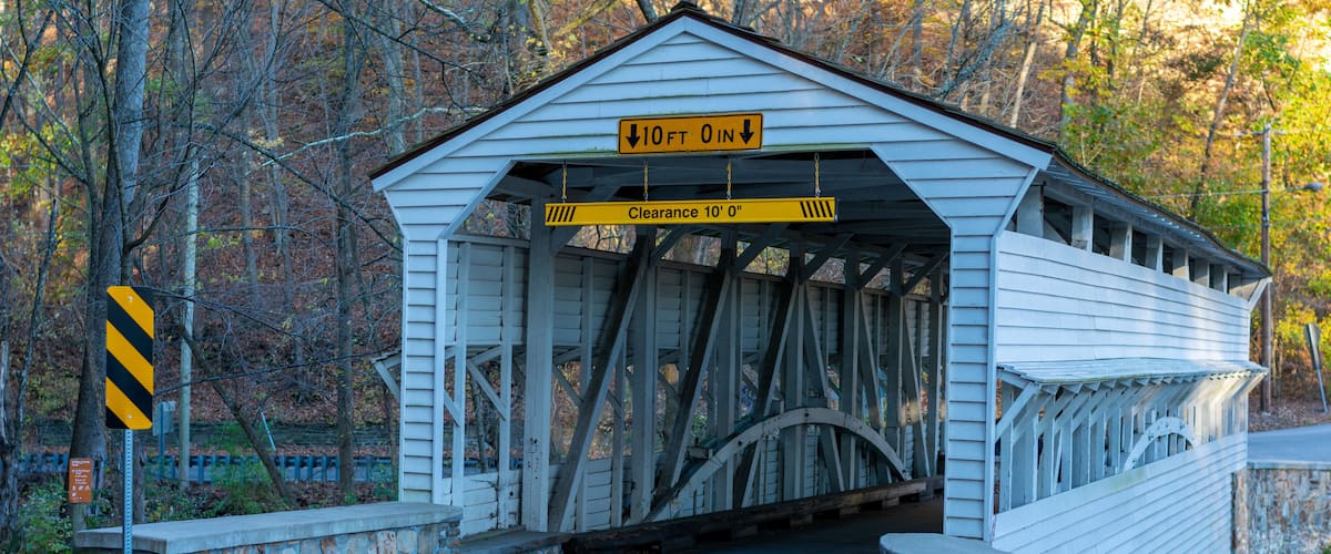 The Knox Covered Bridge on an Autumn Day at Valley Forge National Park