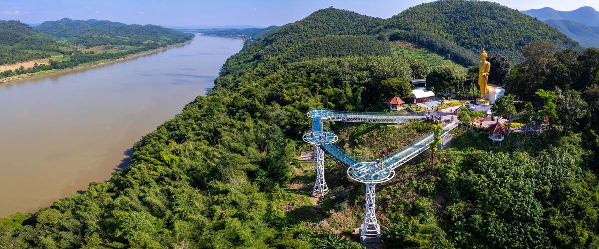Aerial view of the Skywalk in Chiang Khan, Thailand