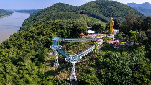 Aerial view of the Skywalk in Chiang Khan, Thailand