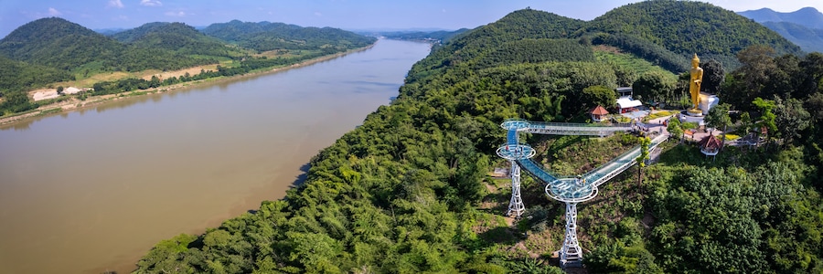 Aerial view of the Skywalk in Chiang Khan, Thailand
