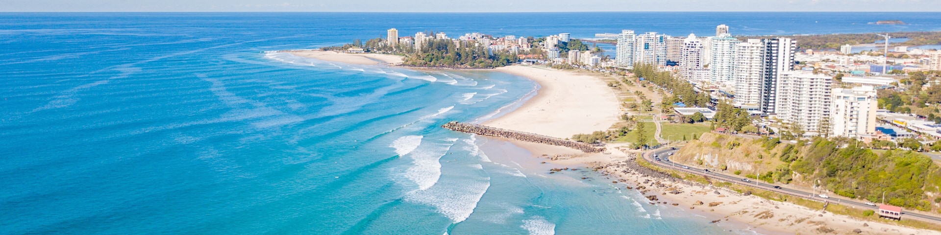 Kirra, Coolangatta and Snapper Rocks from an aerial view