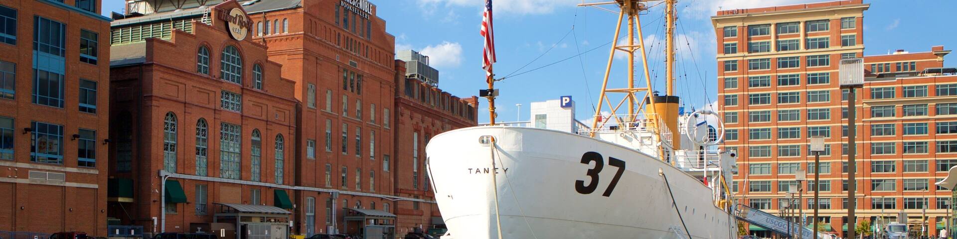 USCGC Taney which includes heritage architecture and a marina