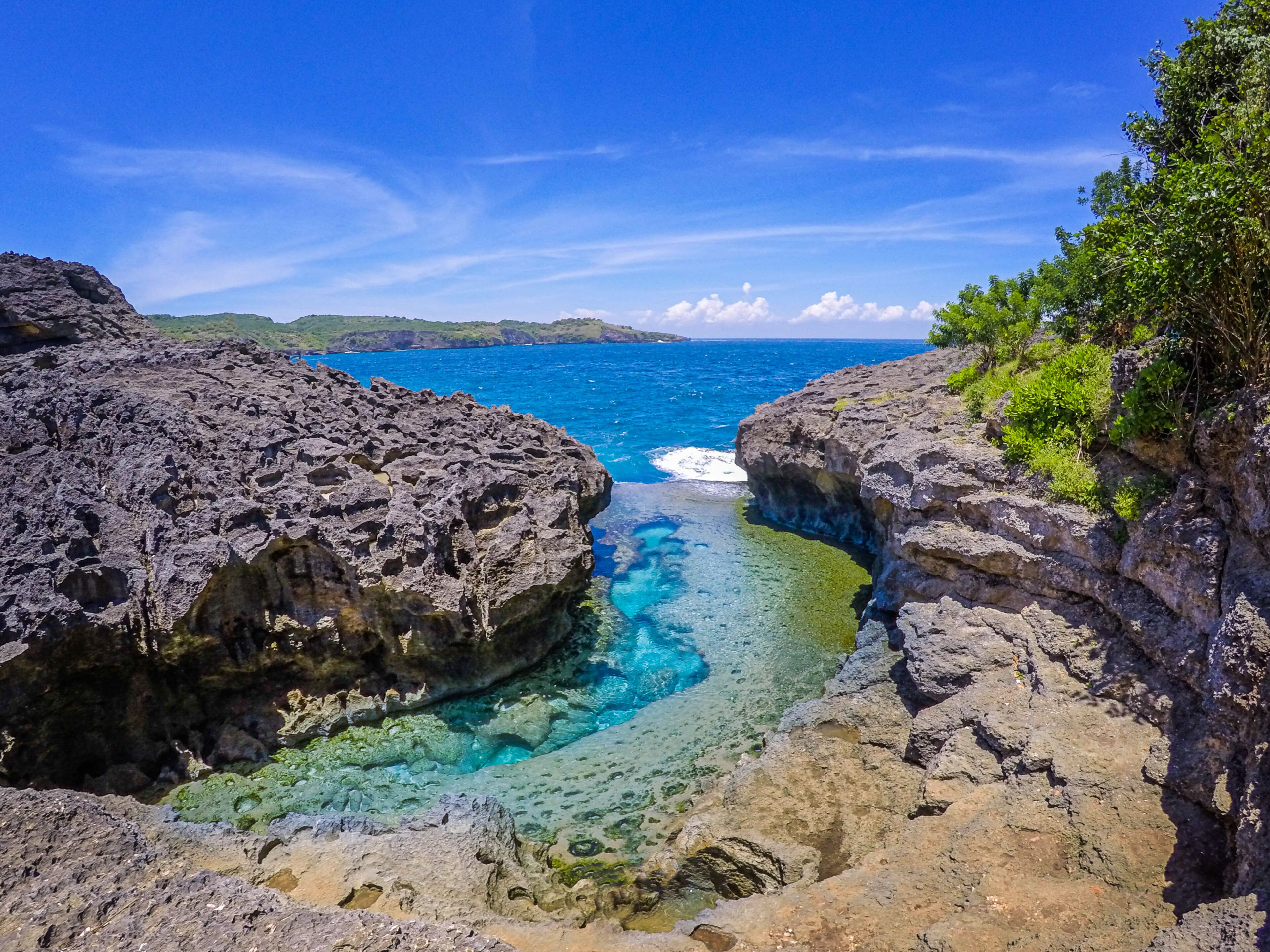 Angel's Billabong beach, the natural pool on the island of Nusa Penida, Klingung regency, Bali, Indonesia