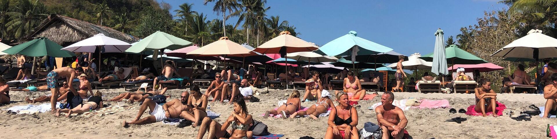 Pretty crowded, and the beach is average