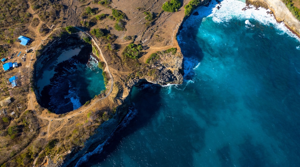 Drone Shot of Pasih Uug Broken Beach at Nusa Penida, Bali - Indonesia