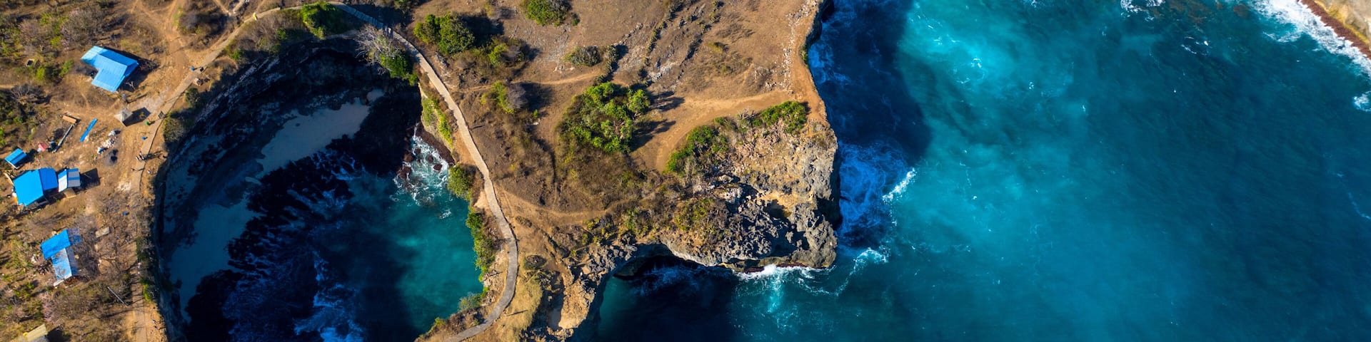 Drone Shot of Pasih Uug Broken Beach at Nusa Penida, Bali - Indonesia