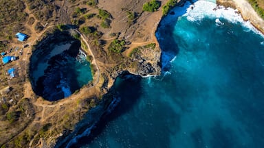 Drone Shot of Pasih Uug Broken Beach at Nusa Penida, Bali - Indonesia