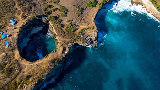 Drone Shot of Pasih Uug Broken Beach at Nusa Penida, Bali - Indonesia