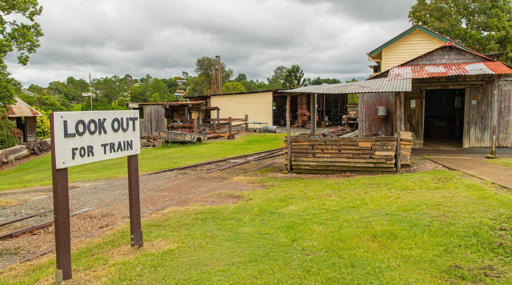 Gympie Gold Mining and Historical Museum which includes a small town or village, heritage elements and signage