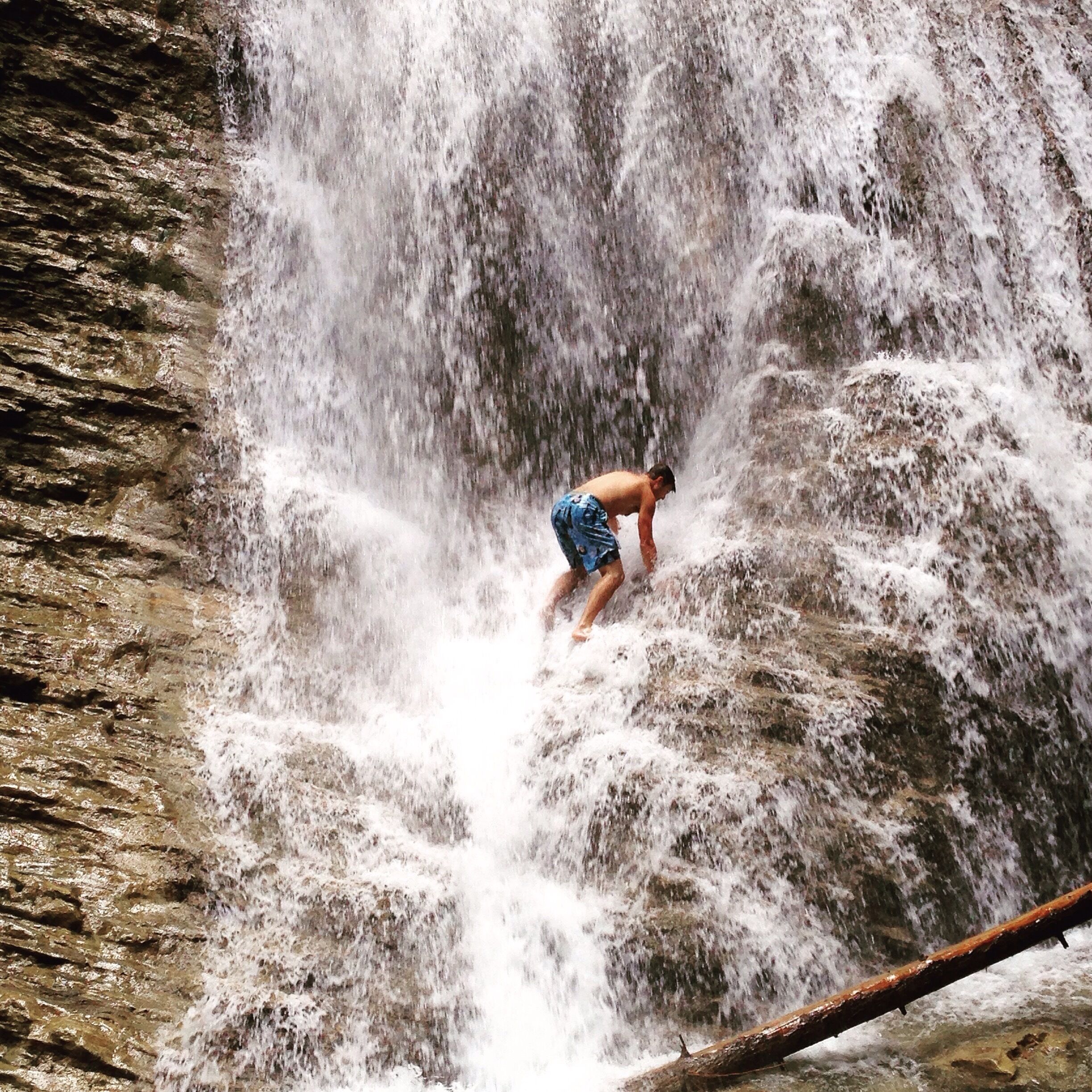 A hiker making his way to the secret cave. Technically... You're not suppose to do it. But if any mother knows one thing... When have boys ever listened. 