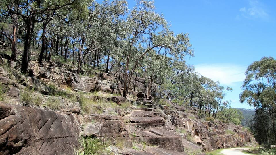 The Convict Trail Great North Road Historical Site at Wisemans Ferry New South Wales, Australia. The remains of a convict built road linking Sydney to Newcastle Old Quarry Site