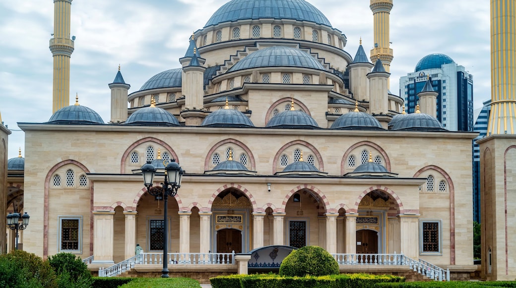 Akhmad Kadyrov Mosque on cloudy day in Grozny, Chechnya, Russia