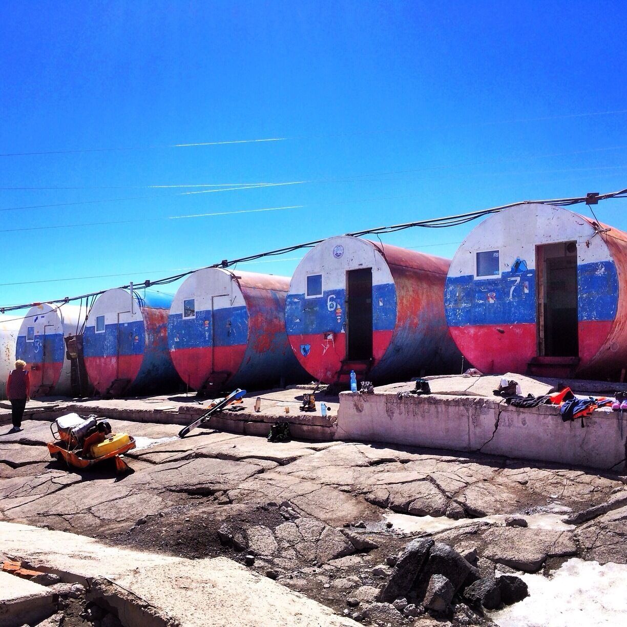 Barrel Huts at Mt. Elbrus. They are at the top lift station at about 3700meters. From there walk to the summit. 