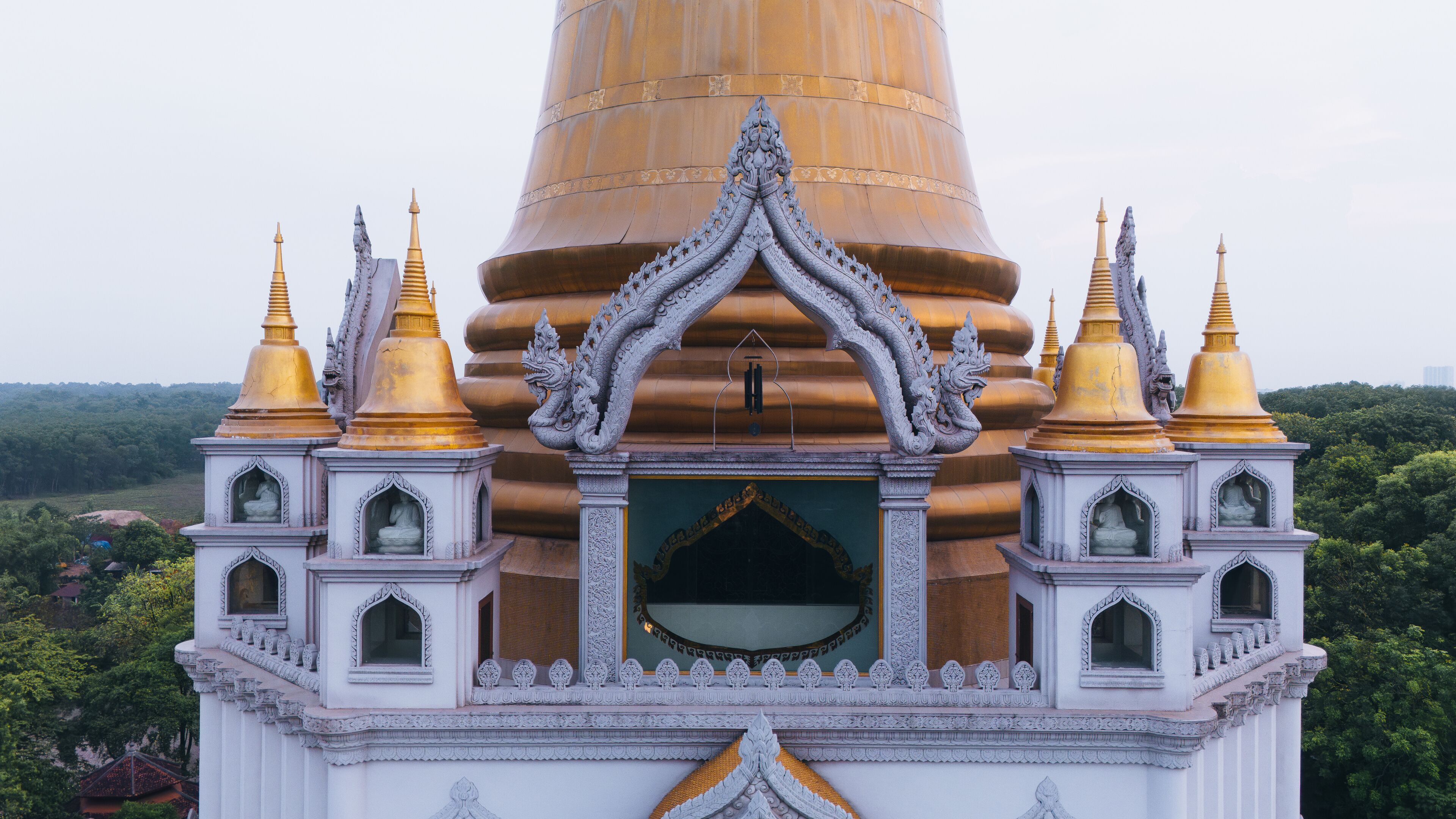 Aerial view of Buu Long Pagoda in Ho Chi Minh City. A beautiful buddhist temple hidden away in Ho Chi Minh City at Vietnam. Travel and landscape concept