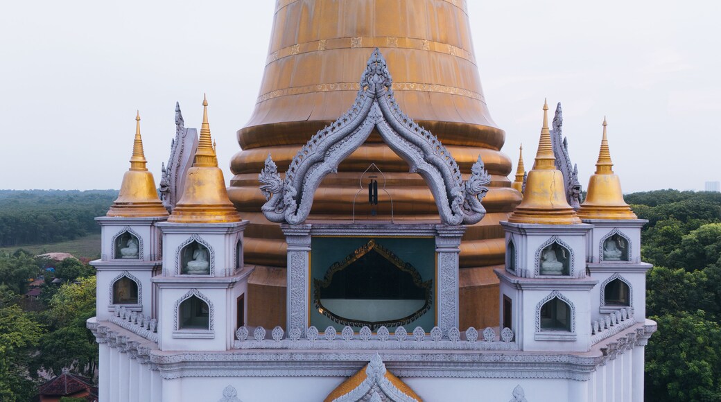 Aerial view of Buu Long Pagoda in Ho Chi Minh City. A beautiful buddhist temple hidden away in Ho Chi Minh City at Vietnam. Travel and landscape concept