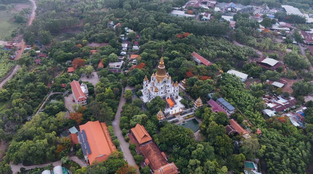 Aerial view of Buu Long Pagoda in Ho Chi Minh City. A beautiful buddhist temple hidden away in Ho Chi Minh City at Vietnam. Travel and landscape concept