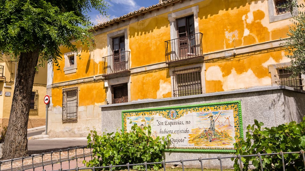 Tiles in the center of Esquivias celebrating the fact that if Cervantes hadn't gone to live in Esquivias he wouldn't have been inspired to write Don Quixote