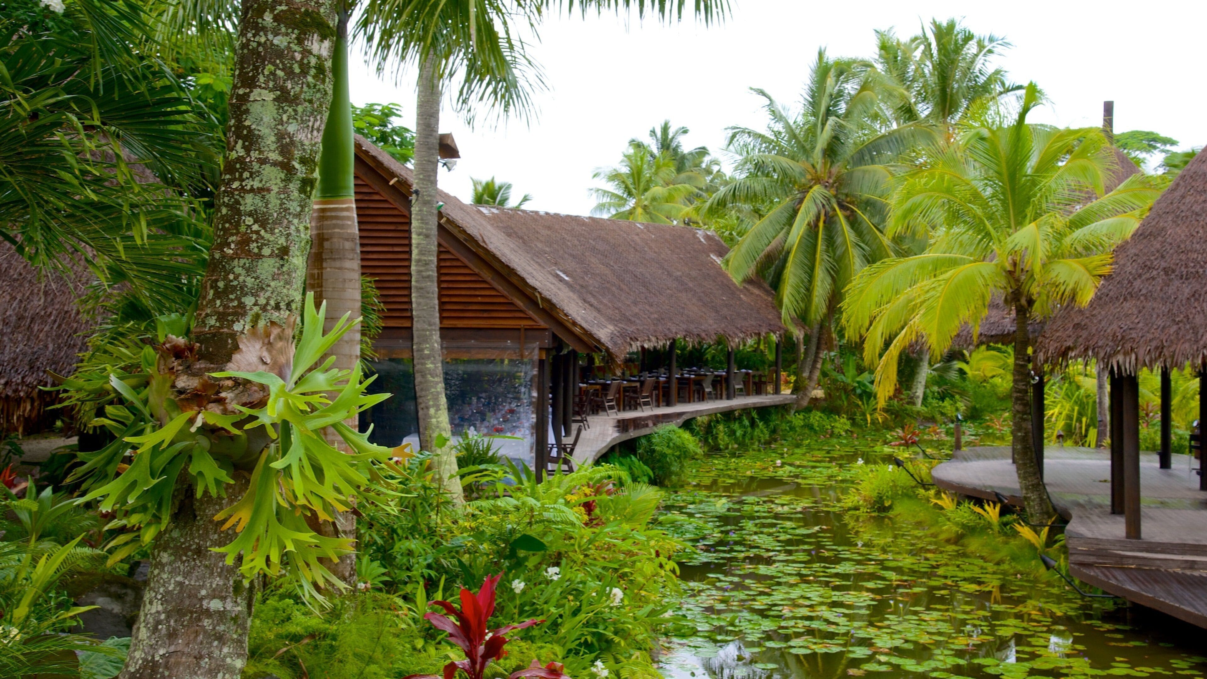 Te Vara Nui Village welches beinhaltet Teich und Garten