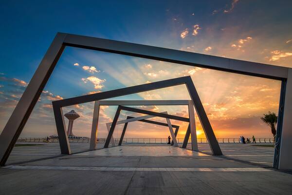 Beautiful Sunrise view at Dammam Al Khobar Corniche Saudi Arabia.