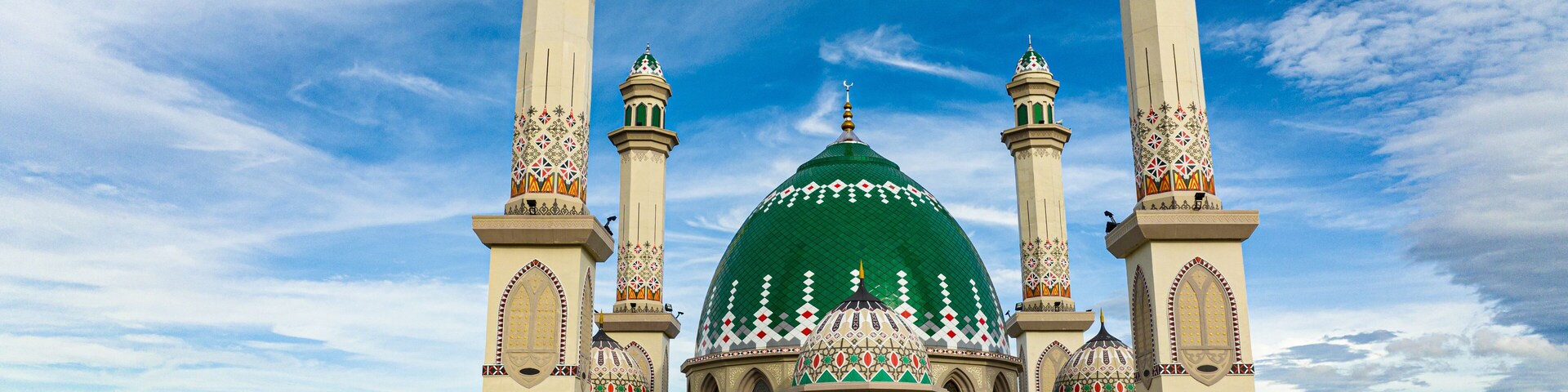Great Mosque in Sumatra view from above. Masjid Agung Syahrun Nur Tapanuli Selatan. Indonesia.