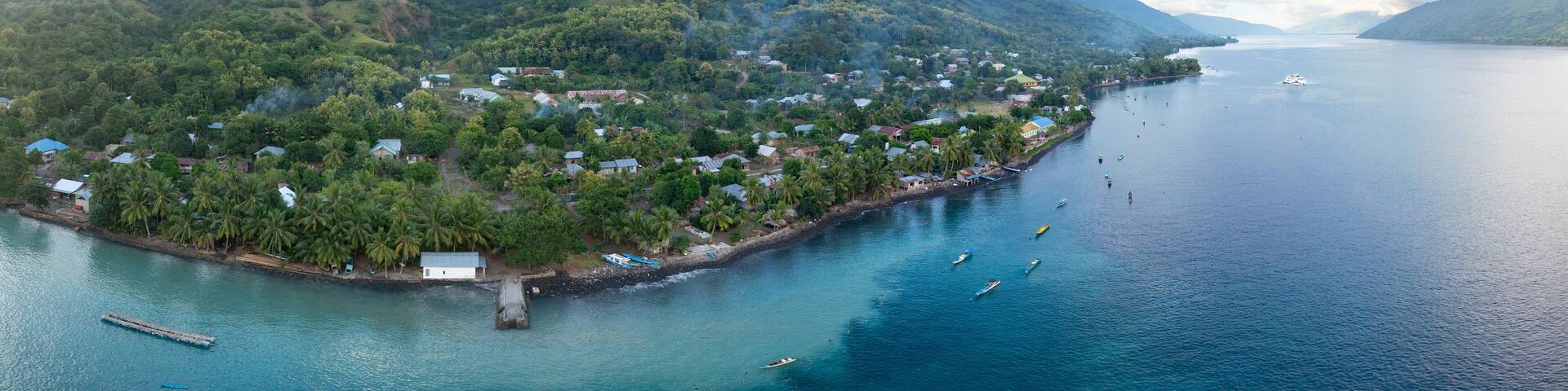 The scenic, tropical island of Alor is fringed by coral reef and black sand slopes in eastern Indonesia. This area is part of the Coral Triangle and is home to spectacularly diverse coral reefs.