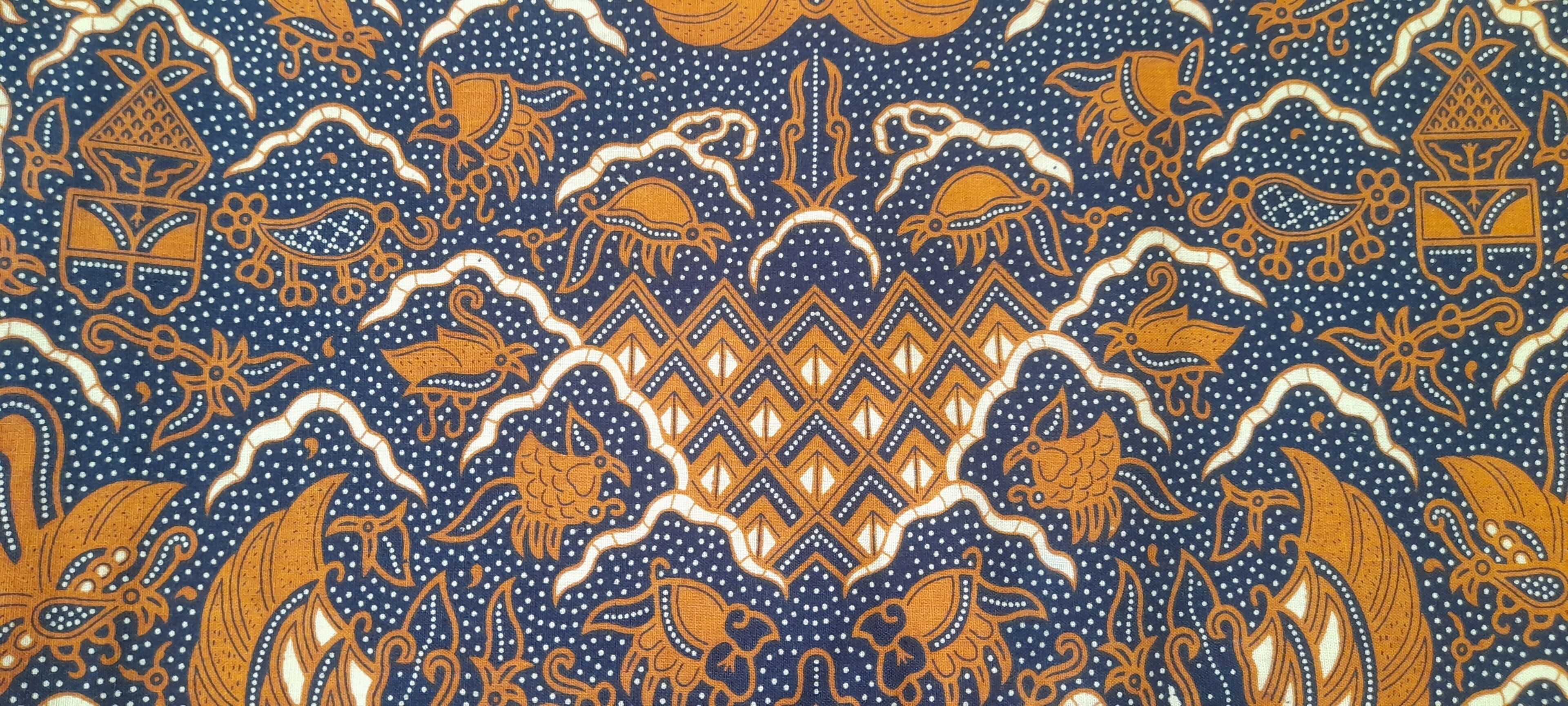 A detailed pattern with geometric shapes, floral motifs, and animal figures.